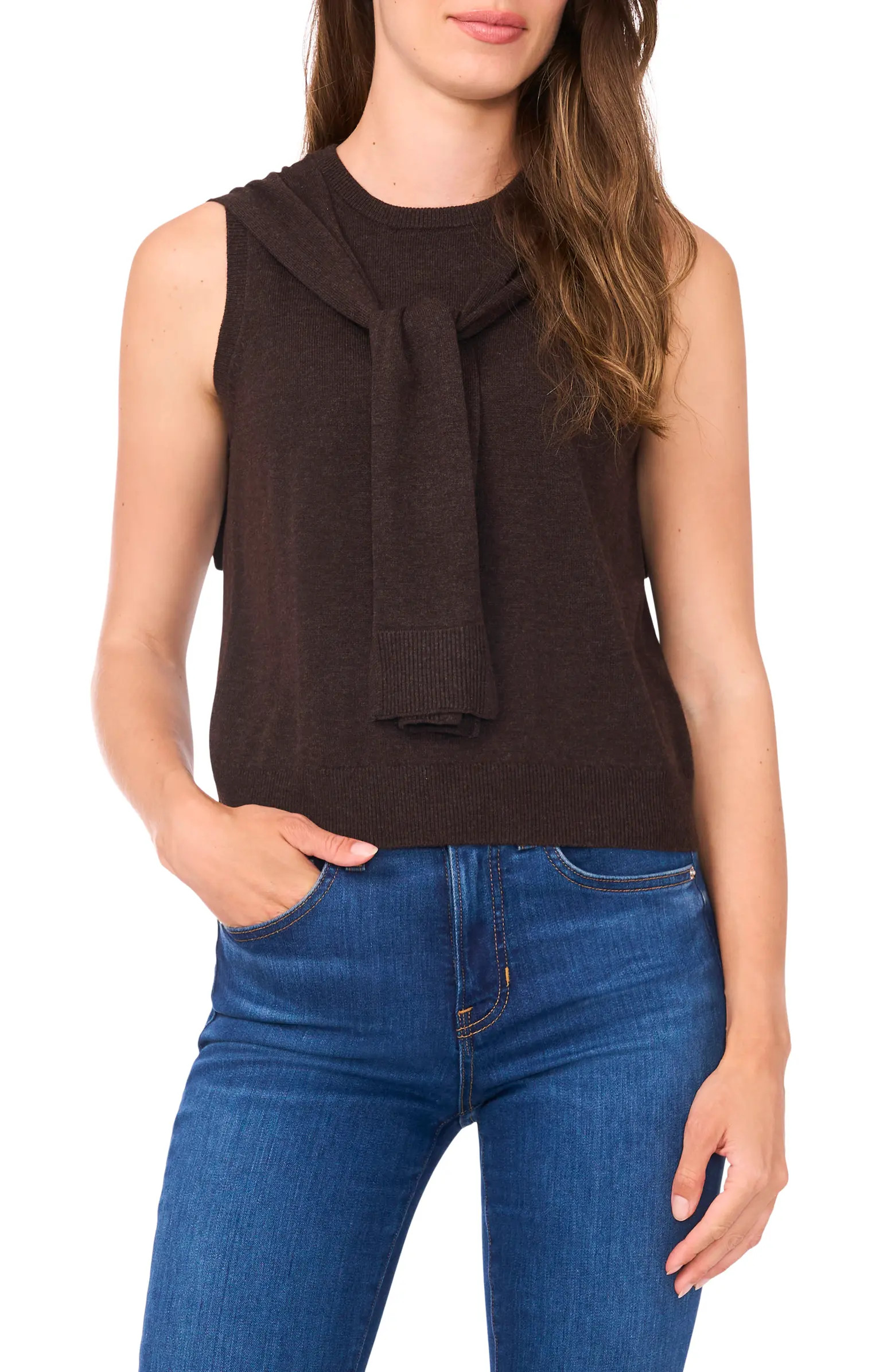 Shoulder Wrap Detail Sleeveless Sweater | Nordstrom