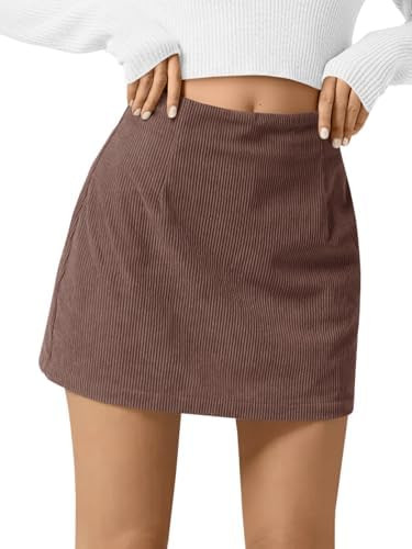 Wenrine Womens Corduroy Mini Skirt High Waisted Basic Casual A-line Short Fall Winter Skirts | Amazon (US)