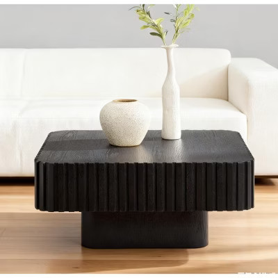 Airsurfer Medium Ebony Black Coffee Table Contemporary Ribbed Coffee Table Living Room Centerpiece for Modern Living Room | Target