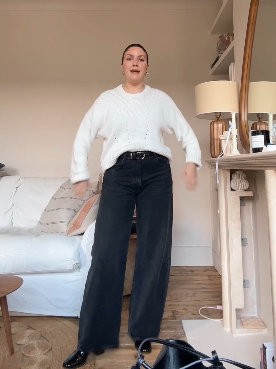 these Agolde jeans are my current faves! And love a classic white knit 

#LTKautumn #LTKwinter #LTKmidsize