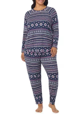 Cuddl Duds® Plus Size Printed Sweater Knit Pajama Set | Belk