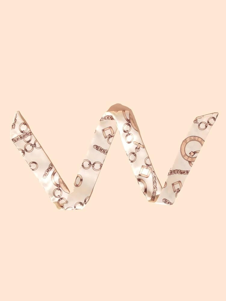 WDIRARA Women's Tropical Leaf Print Allover Print Satin Twilly Scarf | Amazon (US)