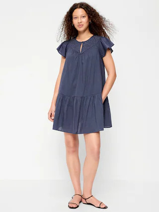 Flutter-Sleeve Mini Swing Dress | Old Navy (US)