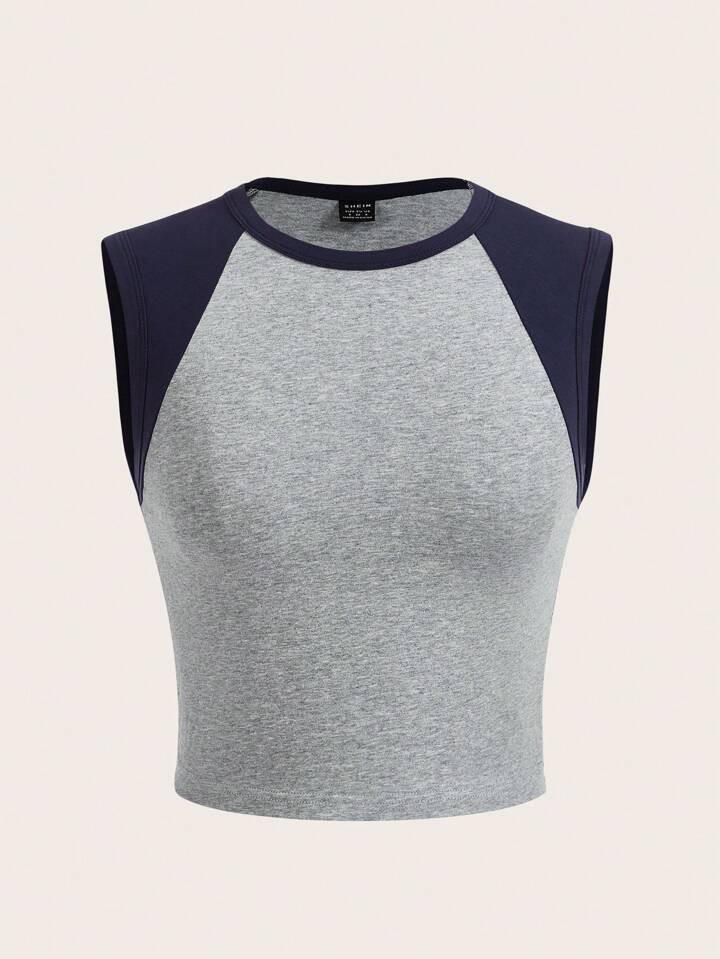 SHEIN BASICS Two Tone Crop Tank Top | SHEIN