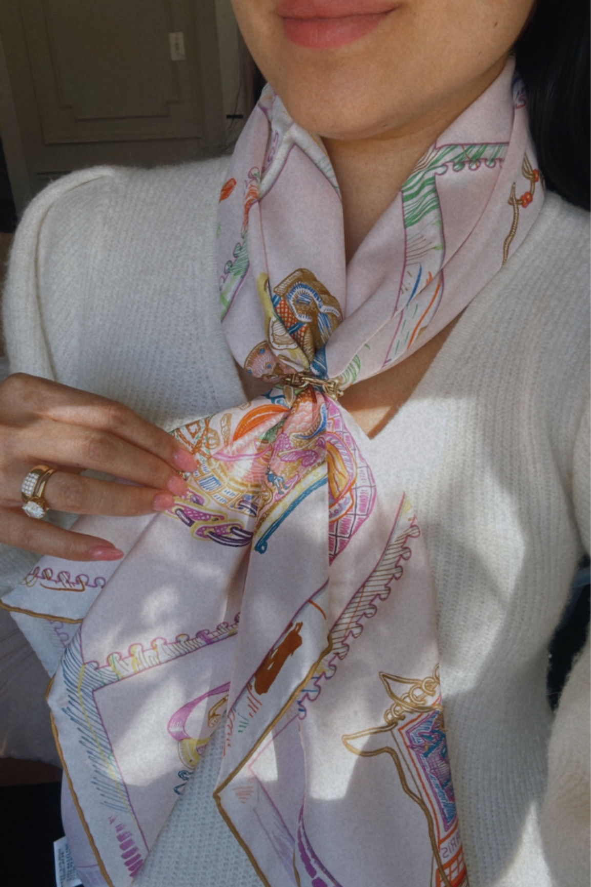 Silk scarf and scarf ring for fall 

#LTKstyletip #LTKSeasonal