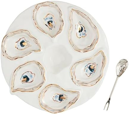 Mud Pie Oyster Server Set; server 10 1/2" dia | spoon 5 1/2" | Amazon (US)