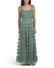 Sleeveless Micro Ruffle Gown | TJ Maxx