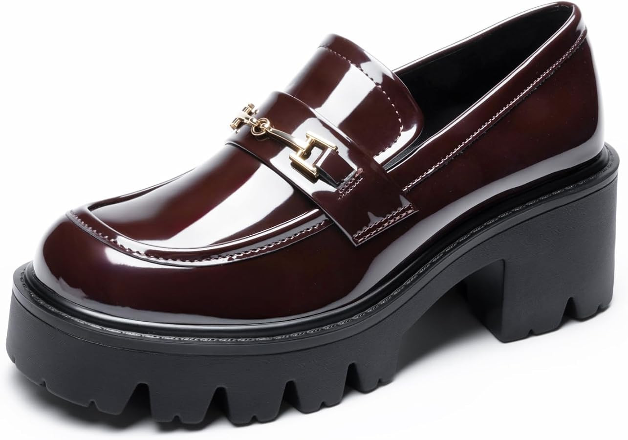 Women Loafers Platform Chunky Heel Slip On Lug Sole Casual Dressy Office Business Shoes | Amazon (US)