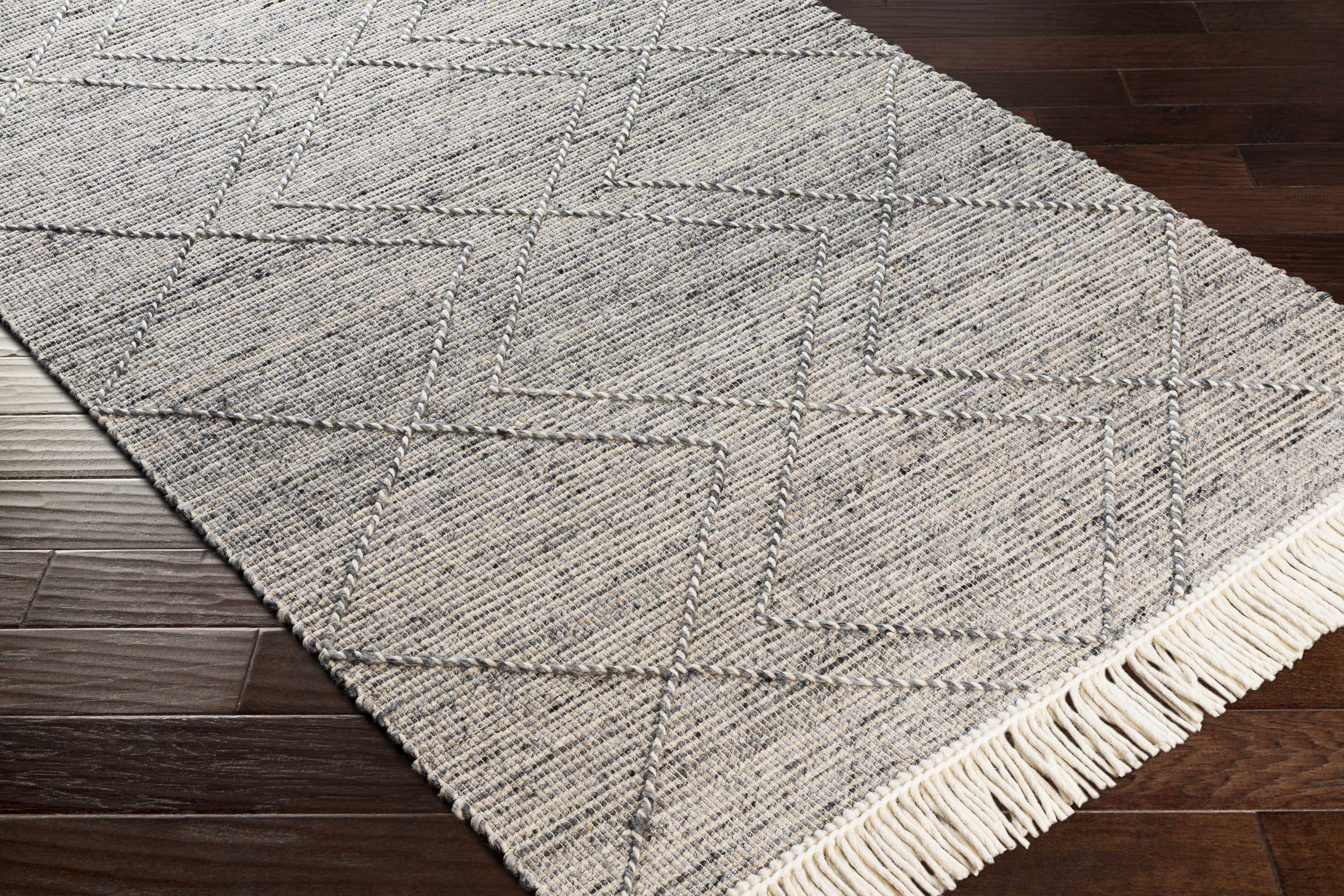 Gray Malilipot Wool Blend Braided Tassel Area Rug | Boutique Rugs