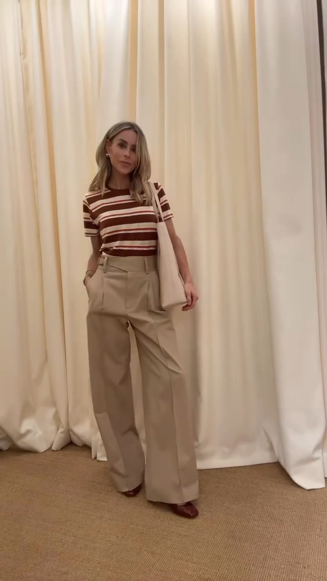 the cutest striped tee for summer ✨🤎 paired it back with these adorable trousers & tote! 

#LTKItBag #LTKStyleTip