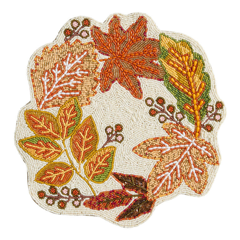 Warm Autumn Leaves Beaded Placemat | World Market