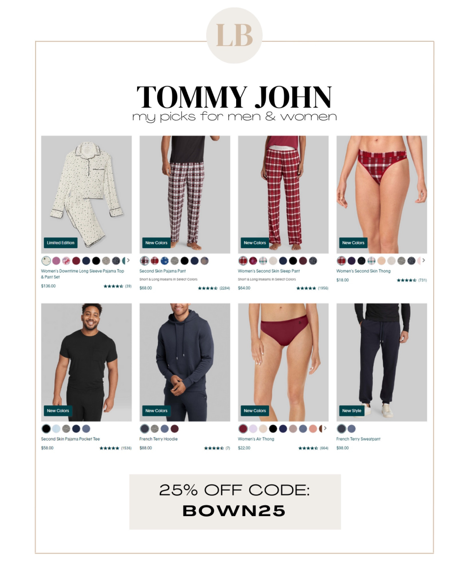Loving the new sleep and loungewear colors at Tommy John / use code BOWN25 for 25% off sitewide for 72 hours

#LTKmens #LTKsalealert #LTKHoliday
