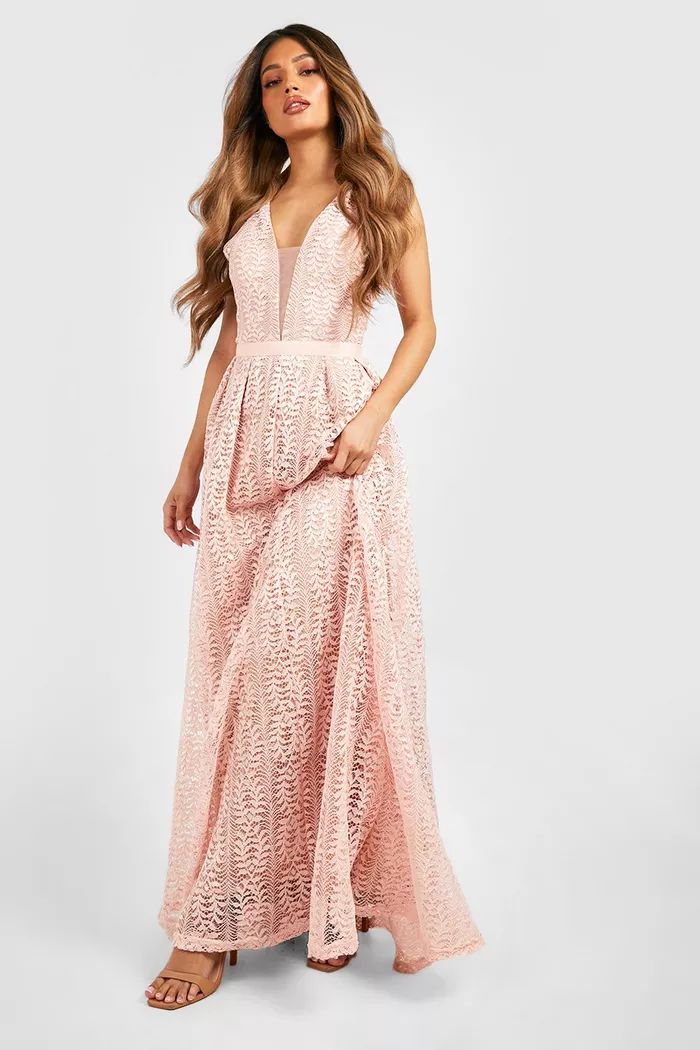 Boutique Lace Plunge Maxi Bridesmaid Dress | Boohoo.com (UK & IE)