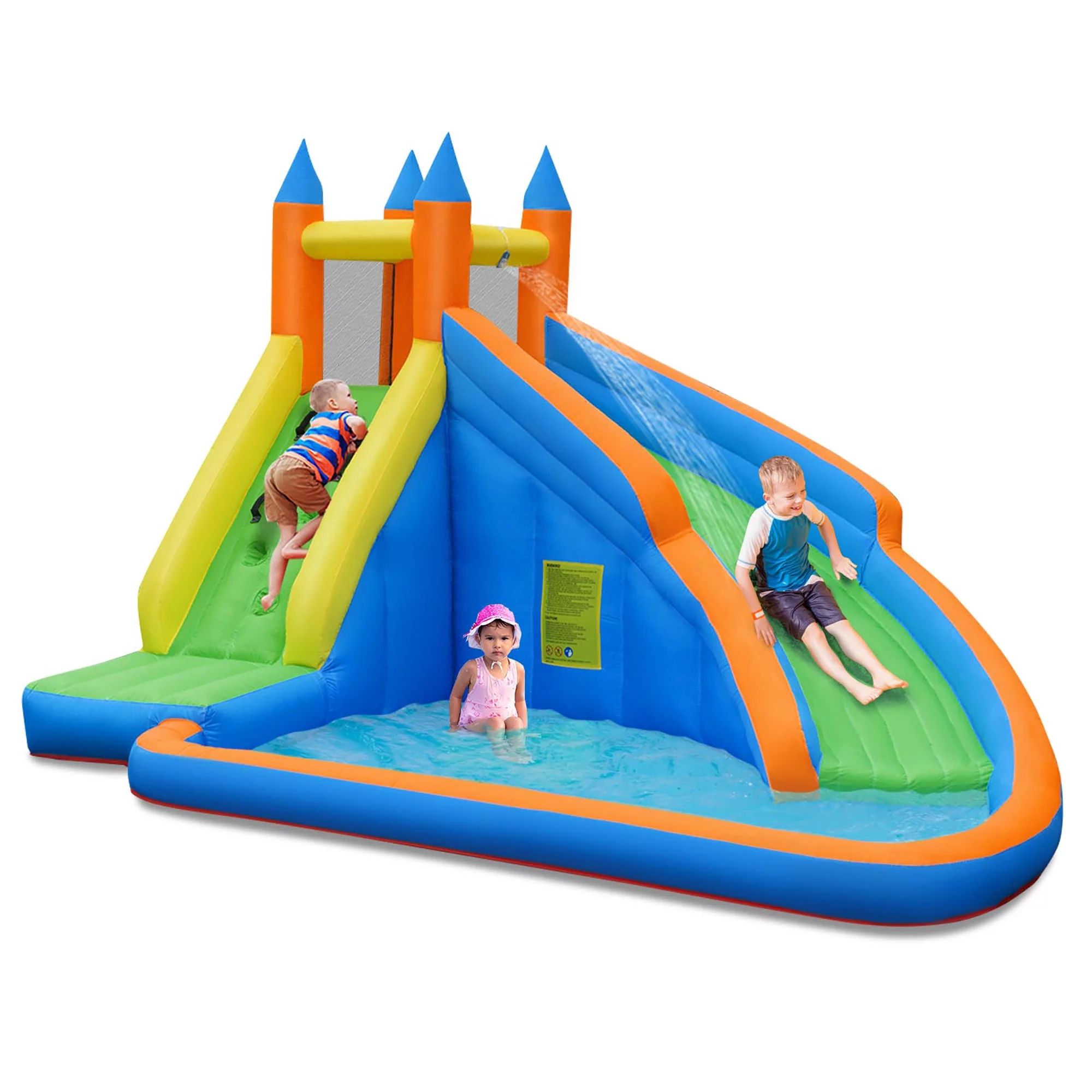 Costway Inflatable Water Oxford Cloth Slide Mighty Bounce kids House Castle Moonwalk Jumper /With... | Walmart (US)