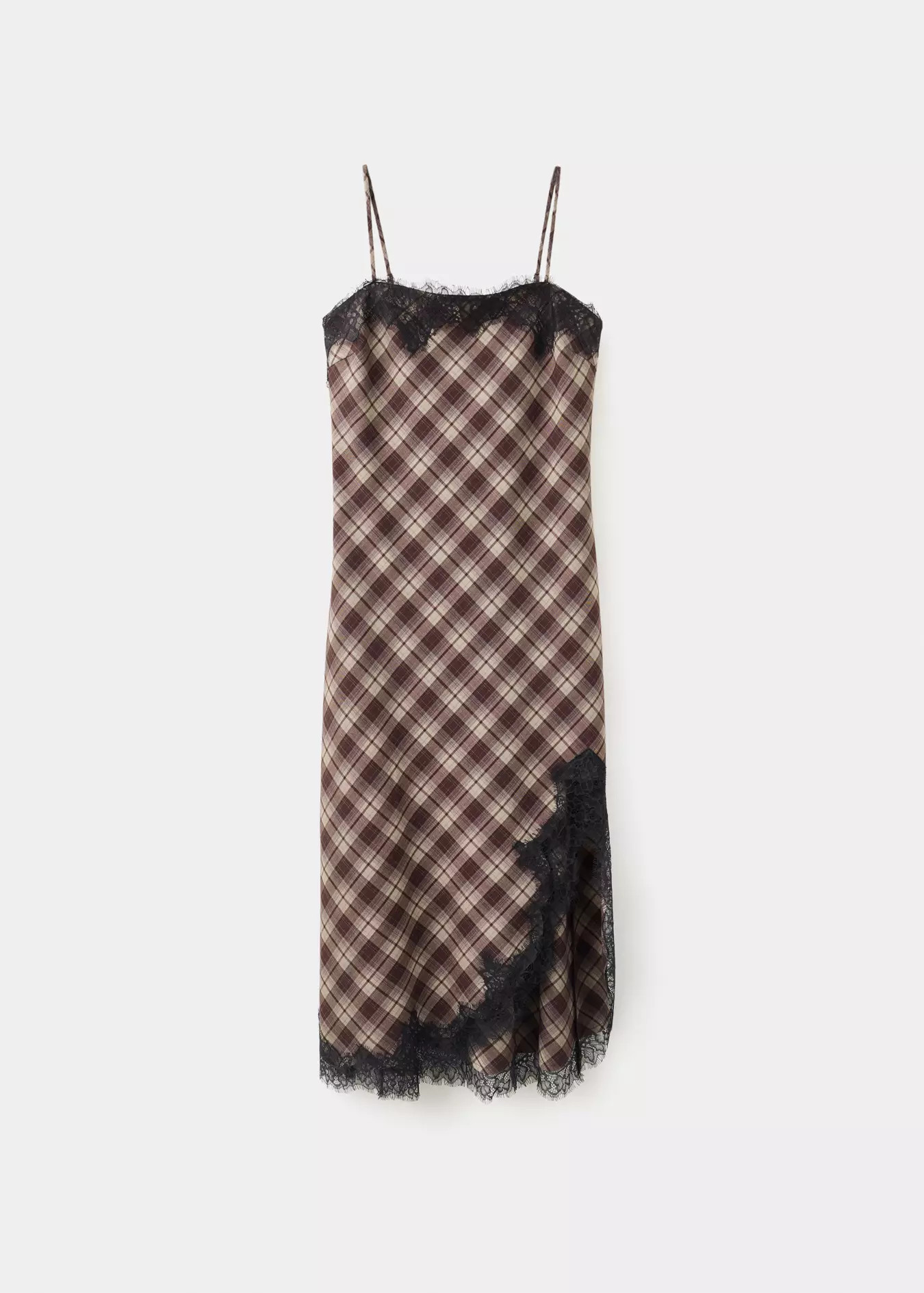 Checked dress with lace details | MANGO (UK)