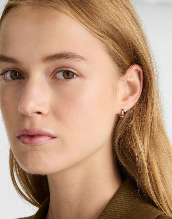 Demi-Fine Baguette Crystal Huggie Hoop Earrings | Madewell