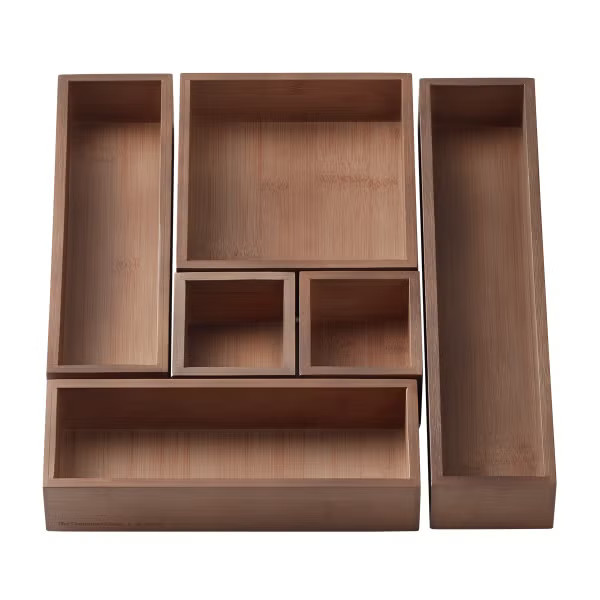 The Container Store Hikidashi Bamboo Drawer Organizers Set of 6 | The Container Store