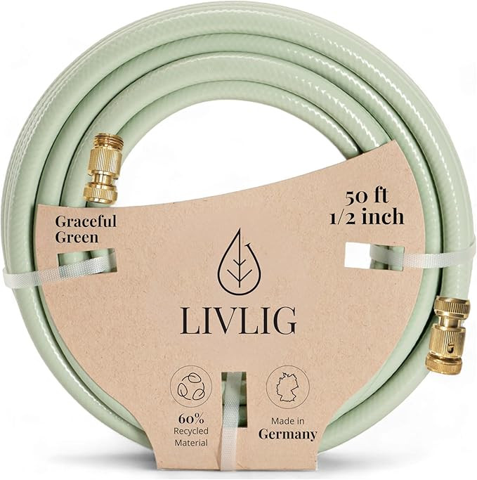 LIVLIG Design Garden Hose 50 ft 1/2 inch, For Any Nozzle, Brass Quick Connect, Water Hose Made in... | Amazon (US)