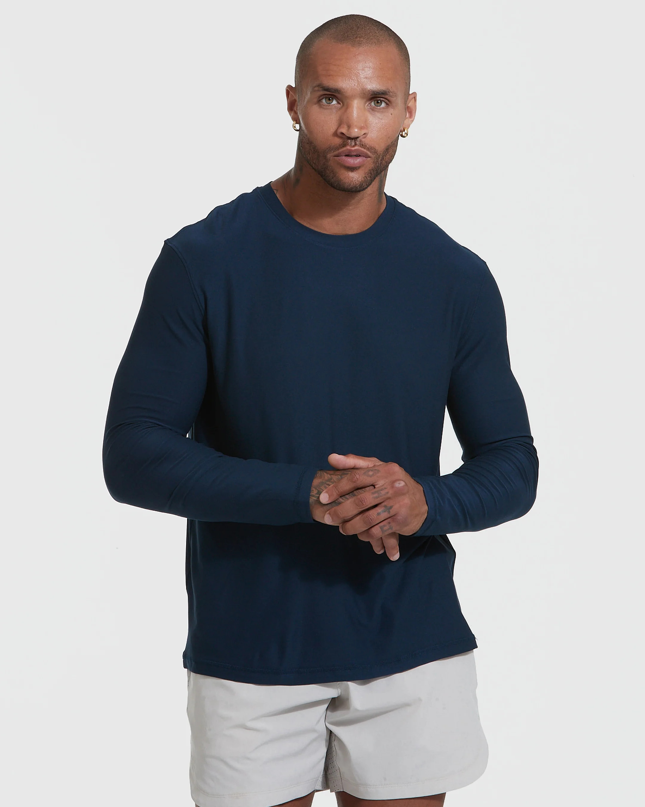 Navy Active Long Sleeve Crew T-Shirt | True Classic