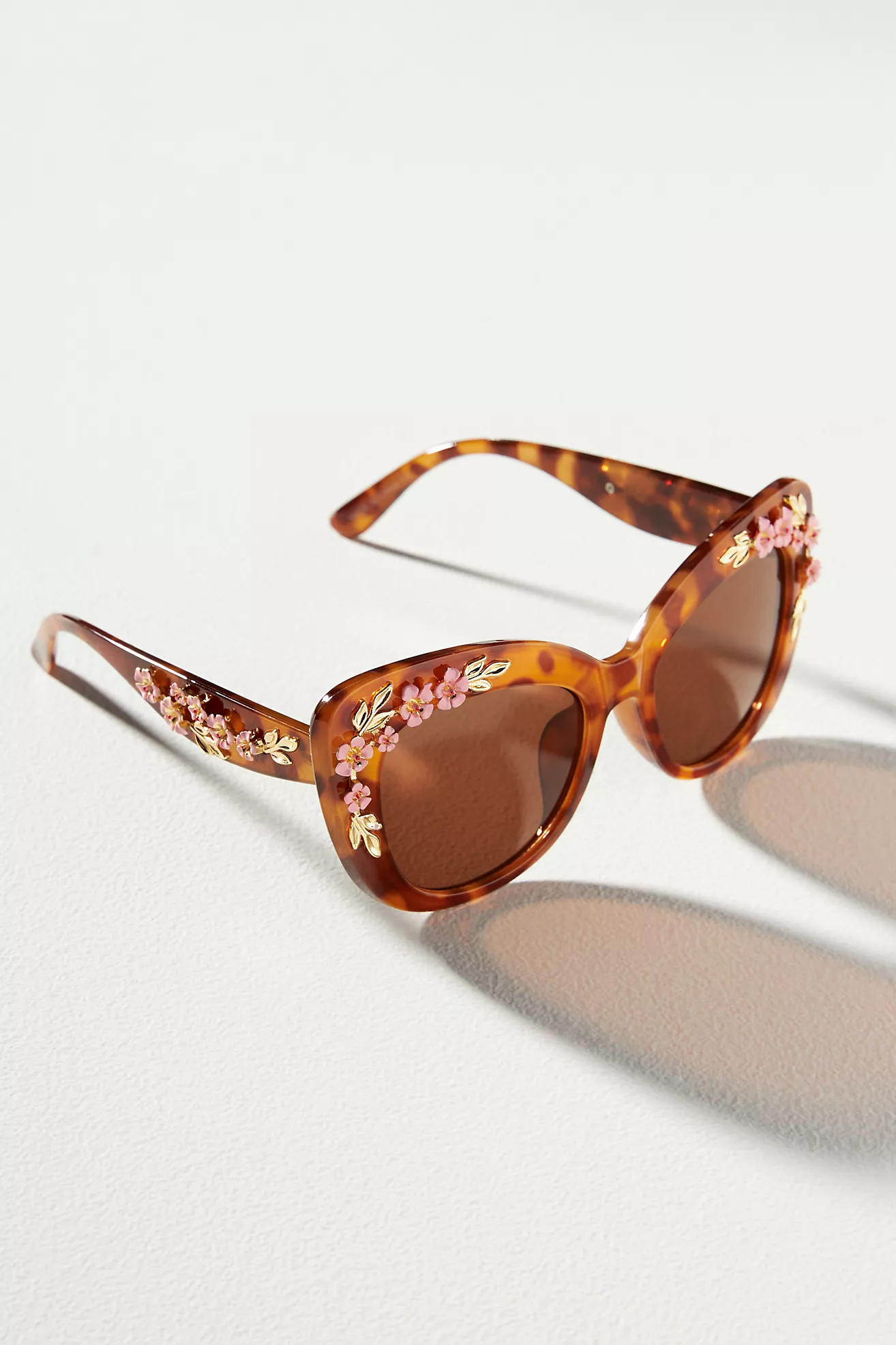 Floral-Trimmed Cat-Eye Sunglasses | Anthropologie (US)