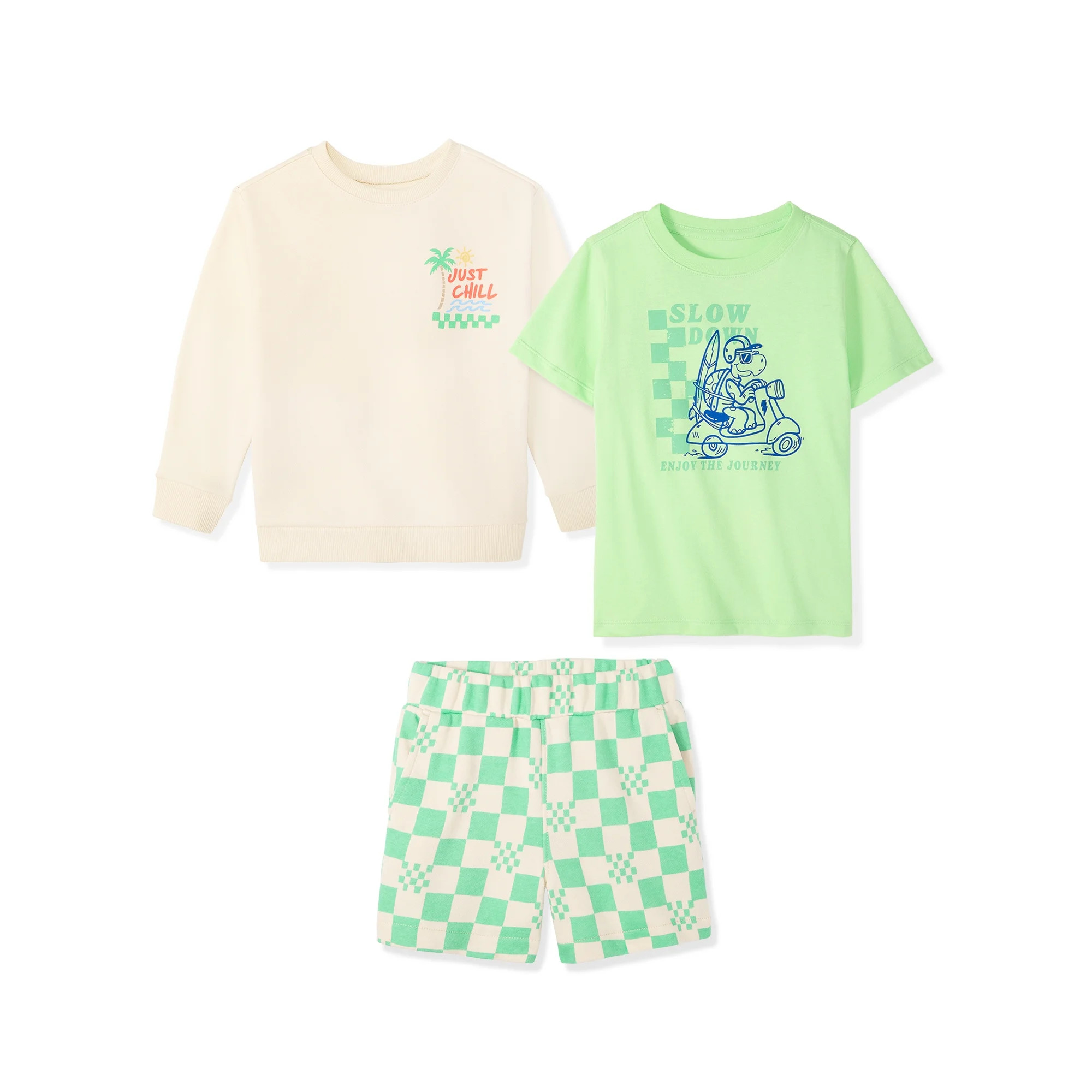 Garanimals Baby & Toddler Boy Cotton 3-Piece Set, Graphic Sweatshirt, T-Shirt & Pull-On Shorts, 0... | Walmart (US)