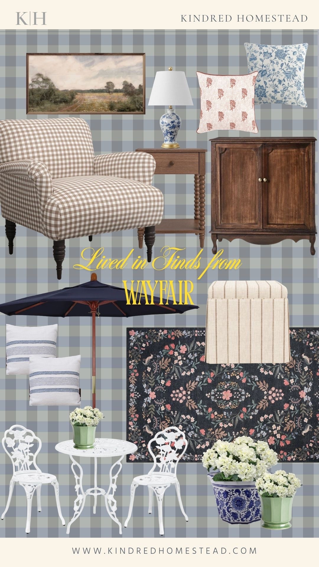 Outdoor finds that make a space feel layered, collected, and actually lived in ✨ Patterned cushions, charming planters, woven textures, striped umbrellas, vintage-inspired furniture, and cozy outdoor pieces that bring warmth and personality to porches, patios, and backyard spaces. #LTKHome #WayfairFinds #OutdoorDecor #PatioStyle #CollectedHome #LayeredHome #OutdoorLiving #CottageStyle #KindredHomestead