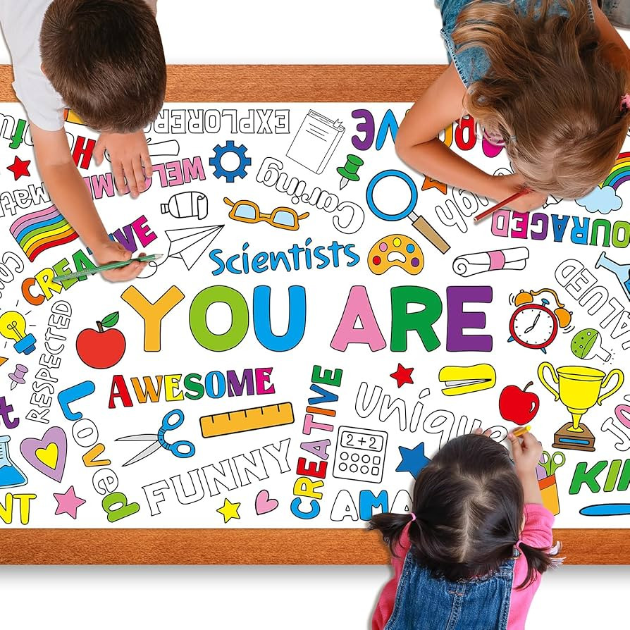 Motivational Large Coloring Poster for Kids 30 x 72 Inch, Giant Positive Affirmations Coloring Pa... | Amazon (US)