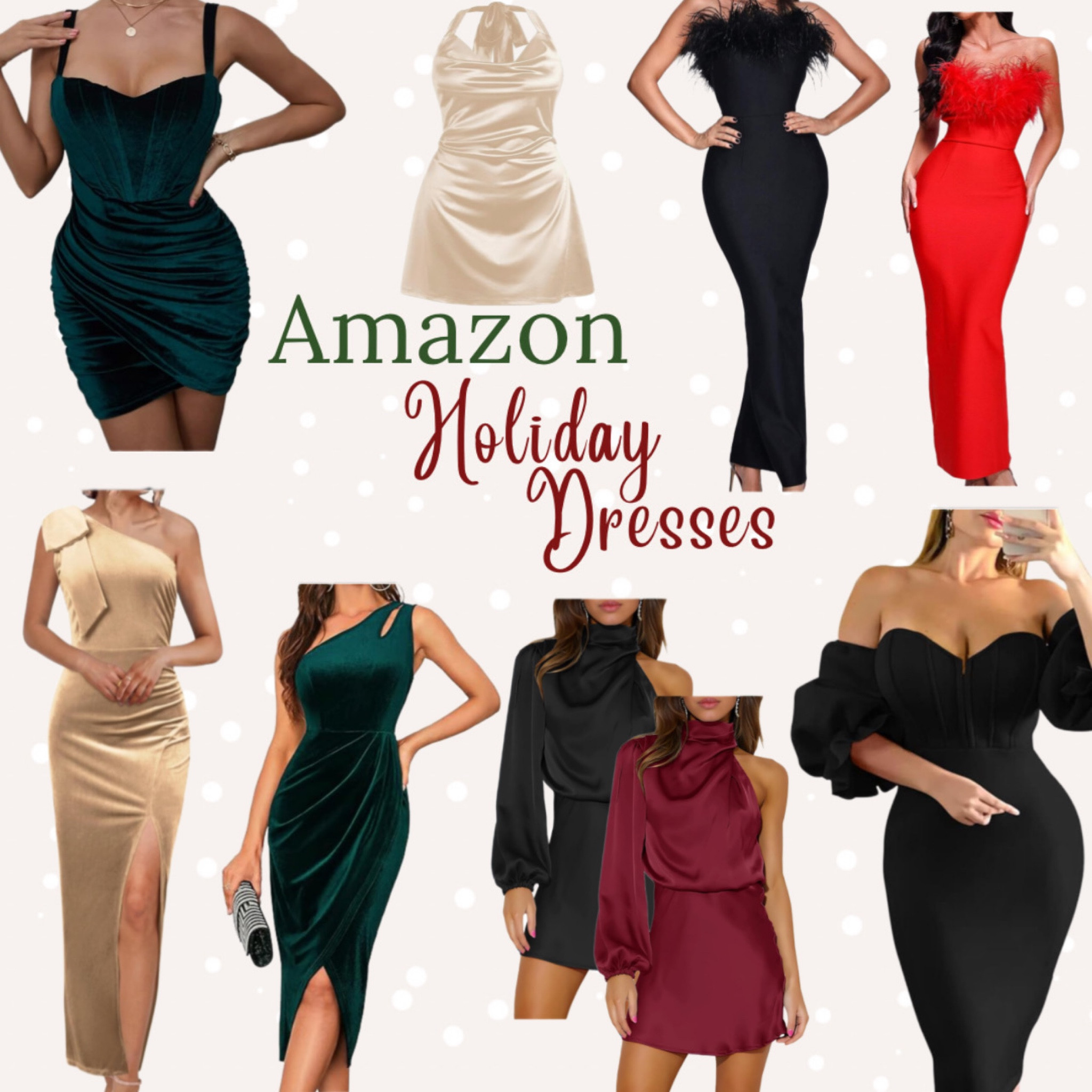 Amazon holiday dress gift guide 🥂🍾 amazon, amazon holiday dress, holiday dress guide, holiday dress ideas, festive dress, gold dress, little black dress, red dress, silk dress, amazon must haves, Amazon fashion, found it on Amazon, holiday outfits, dress guide, sparkly dress, nye dress, holiday dresses

#LTKGiftGuide #LTKSeasonal #LTKHoliday