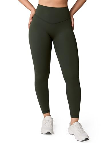 UNISSU Hugcurve No Front Seam High Waisted Workout Leggings for Women Buttery Soft Yoga Pants Gym Athletic Tights - 25'' Rainforest Green Large | Amazon (US)