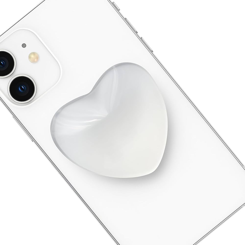 Transparent Heart Shaped Mobile Phone Accessory, White Resin Folding Stand, Transparent Elastic B... | Amazon (US)