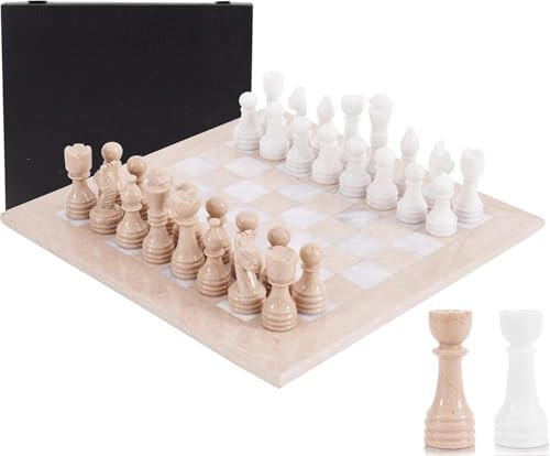 Marble Chess Set 15" Inches Verona & White Handmade Chess Sets for Adults - Marble Board Game for Family with Storage Box & 2 Extra Queen, Ideal Travel Chess Set & Home Décor | Amazon (US)
