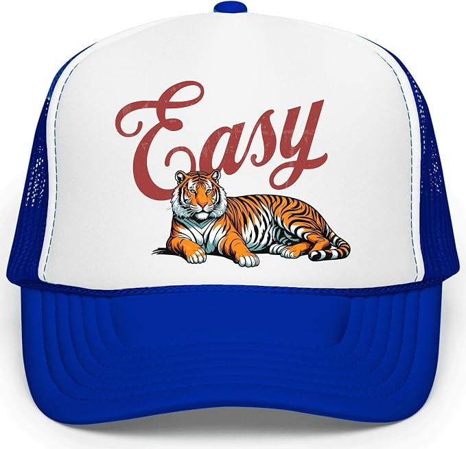 Retro Easy Tiger Trucker Hat for Men & Women Funny Quote Foam Front Classic 5 Panel Mesh Snapback | Amazon (US)