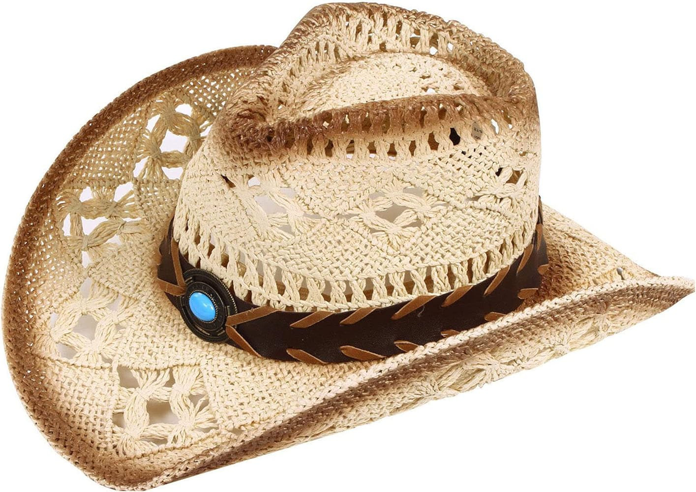 Simplicity Kids Western Cowboy Hat Toddler Straw Sun Hat with Decorated Headband | Amazon (US)