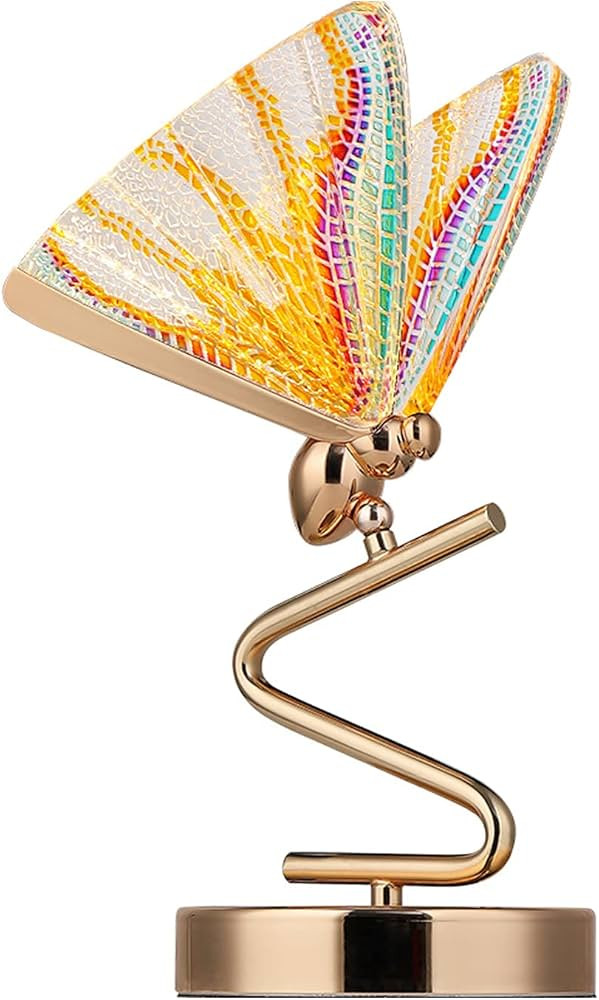 Metal butterfly table lamp Stained glass table lamp Nordic light luxury 4w with plug acrylic lamp... | Amazon (US)