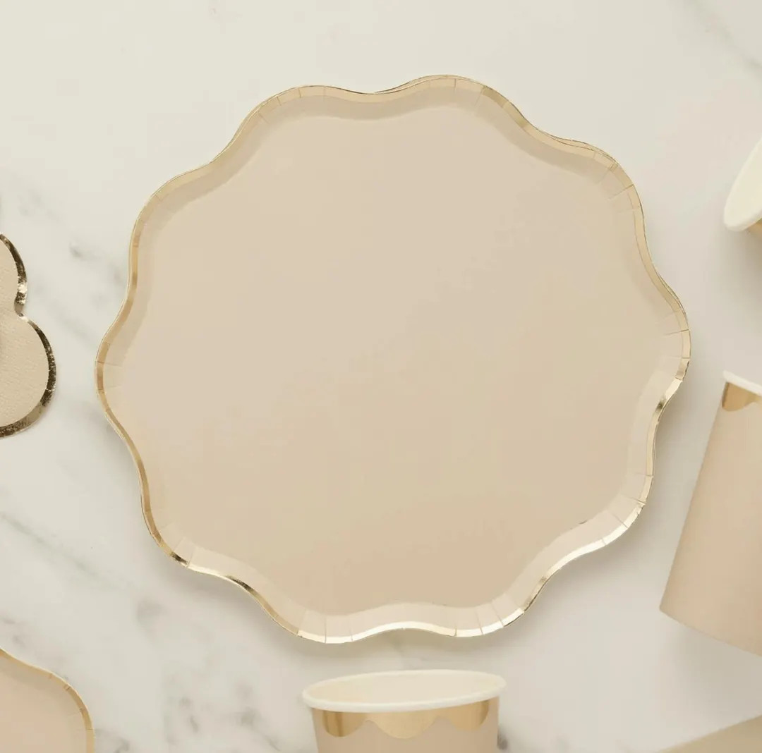 Champagne Paper Plates 9.25” 8ct | Gold Rim Party Plates for Bridal Shower, Baby Shower, Birthd... | Etsy (US)