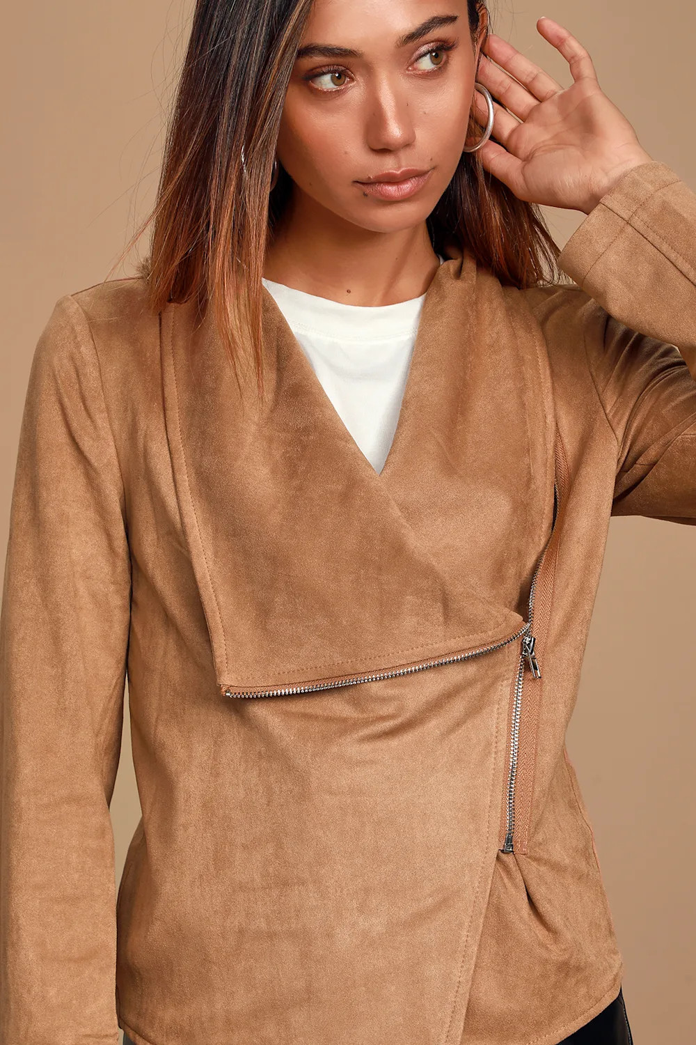 Wild at Heart Tan Vegan Suede Moto Jacket | Lulus (US)