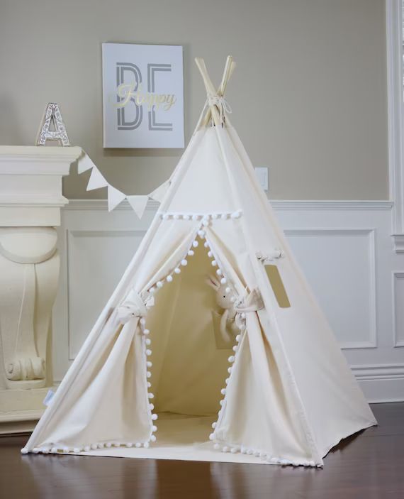 Natural Pom Pom Teepee Package with Floor Window | Etsy | Etsy (US)