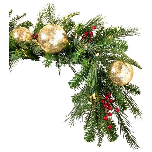 Balsam Hill Outdoor Pine Peak Holiday Christmas Garland - Timeless Evergreens Greenery Garland with Red Berries, Metallic Ornaments & Battery-Operated LED Clear Lights, 6' | Amazon (US)