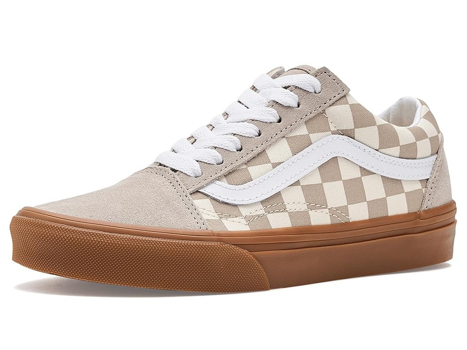 Vans Kids Old Skooltm (Big Kid) Kid's Shoes Gum Check Mushroom: 6.5 Big Kid M, Canvas/Suede | Zappos.com