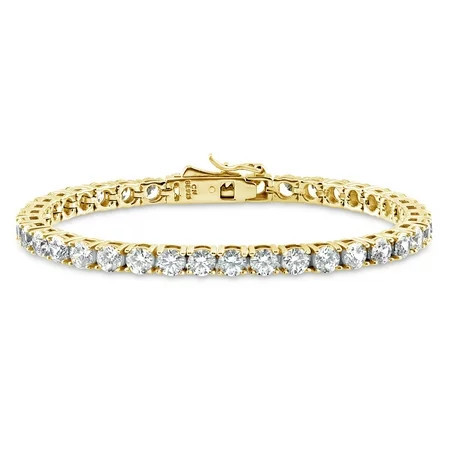 BERRICLE Sterling Silver Round Cut Cubic Zirconia CZ Fashion Tennis Bracelet for Women Yellow Gold Flashed 7.5 inch | Walmart (US)