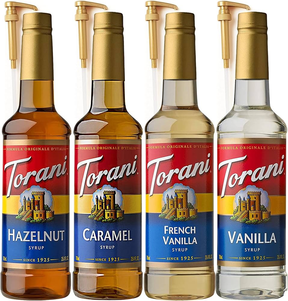 Coffee Syrup Variety Pack Caramel, French Vanilla, Vanilla & Hazelnut Syrup for Coffee with 4 Fre... | Amazon (US)