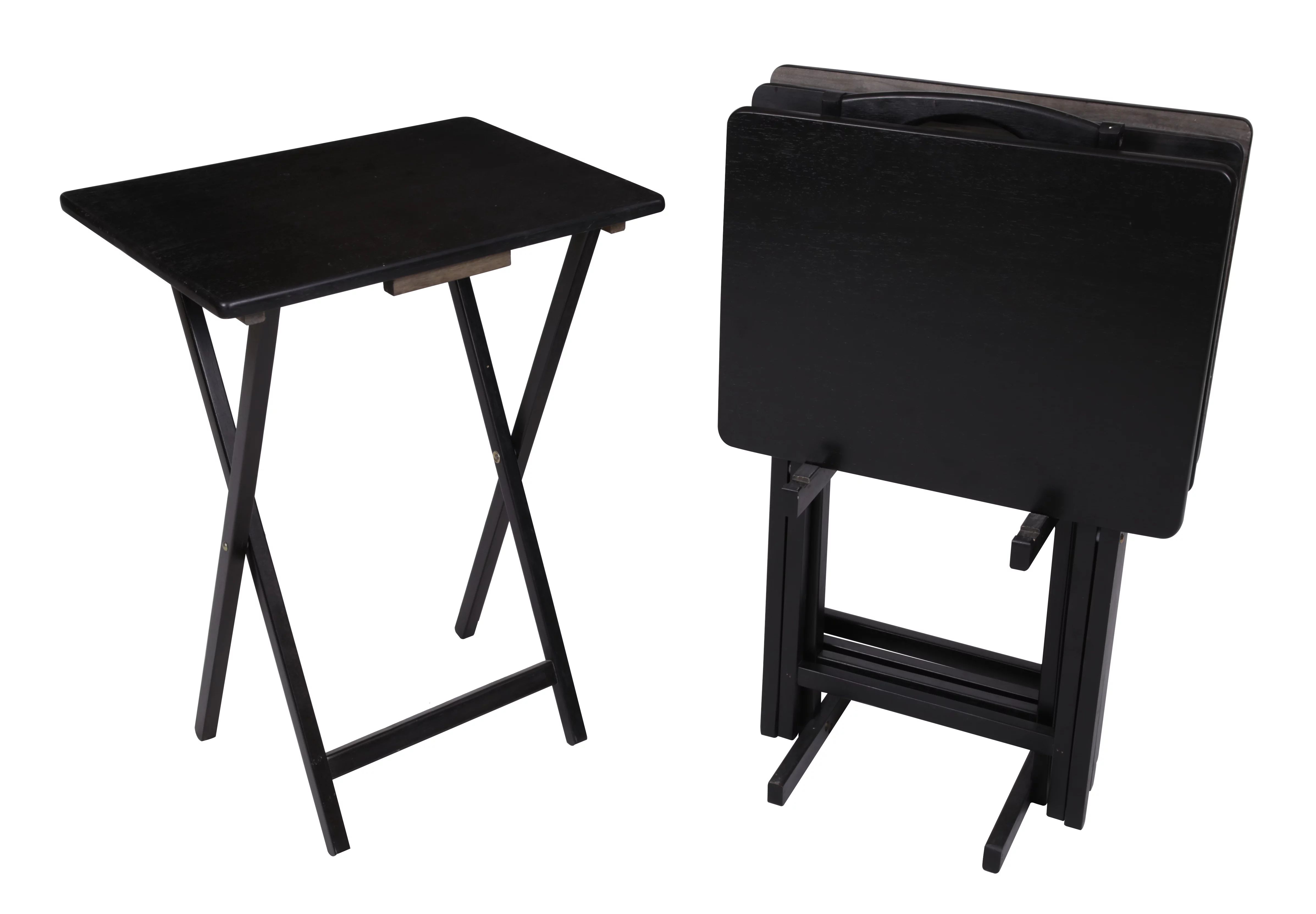 Mainstays Black 5-Piece Folding TV Tray Table Set, 19 x 15 x 26 Inch | Walmart (US)