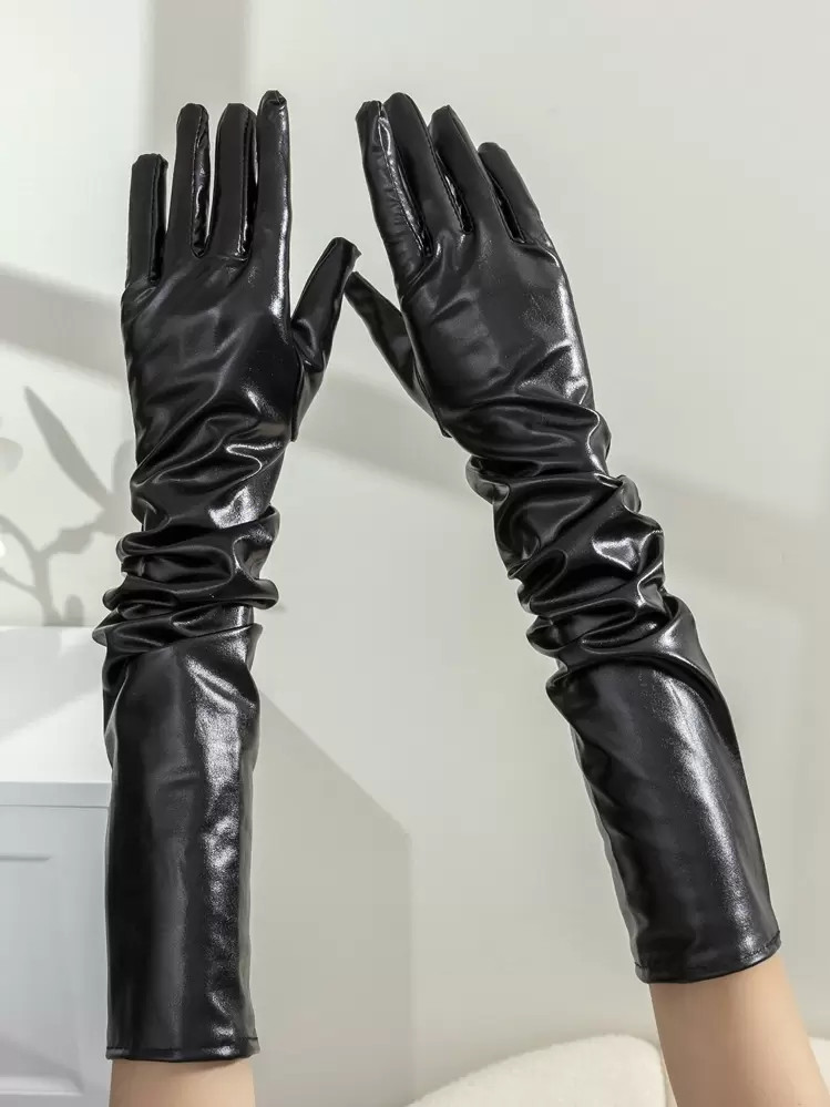 1pair Women's Fashionable Patent Leather Long Gloves, Suitable For Autumn And Winter Travelling O... | SHEIN