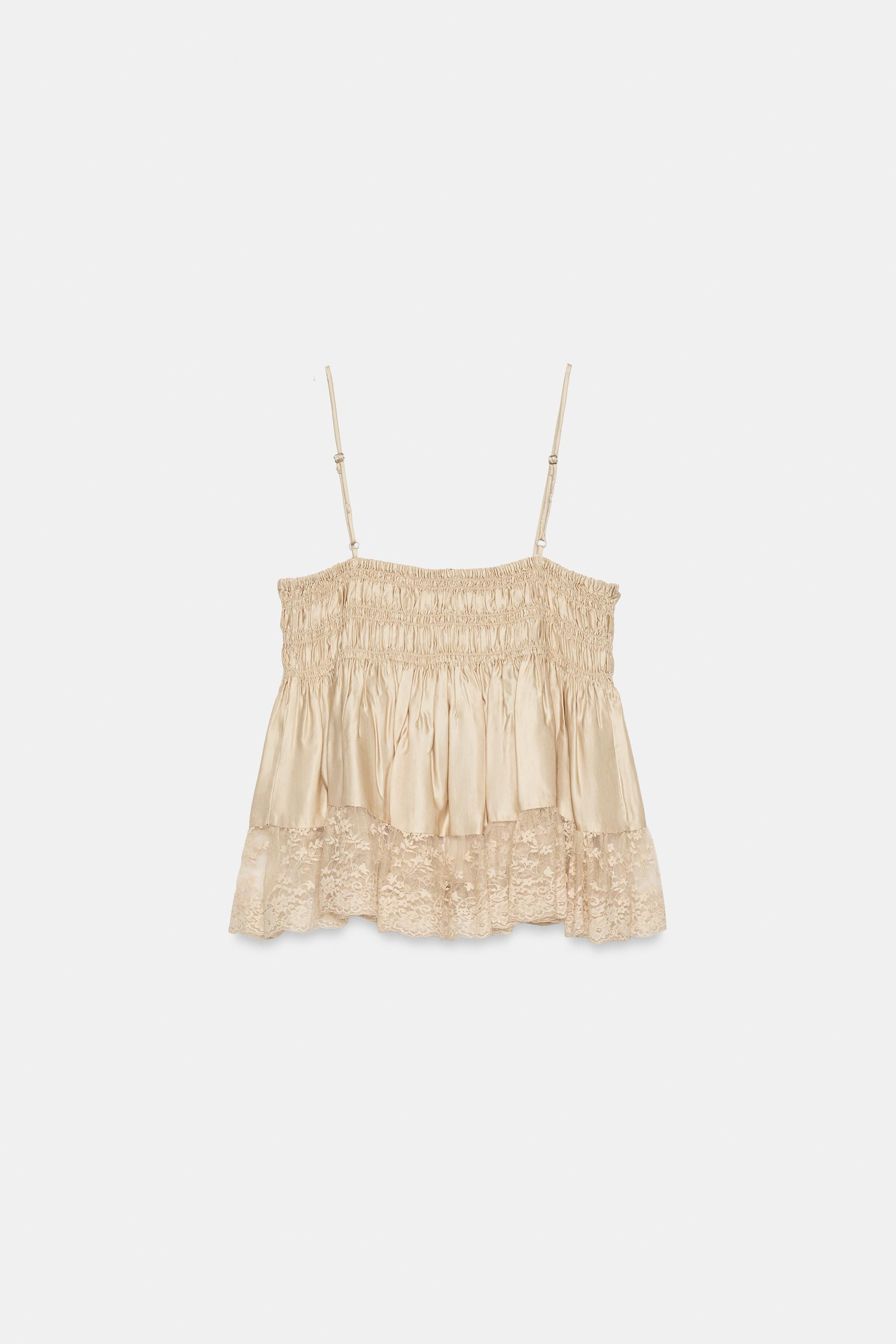 SATIN EFFECT LACE TOP | Zara US
