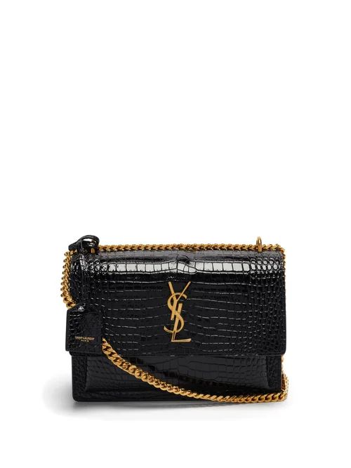 Saint Laurent - Sunset Medium Crocodile-effect Leather Bag - Womens - Black | Matches (UK)