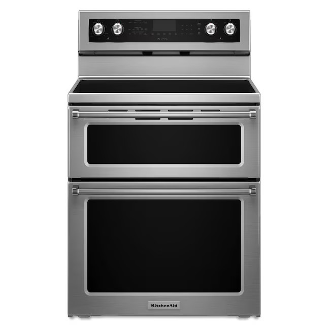 KitchenAid 30-in Glass Top 5 Burners 4.2-cu ft / 2.5-cu ft Self-cleaning Convection Oven Freestan... | Lowe's
