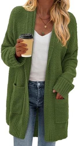 KIRUNDO Cardigan Sweaters for Women 2025 Fall Chunky Fuzzy Knit Open Front Loose Long Sleeve Swea... | Amazon (US)