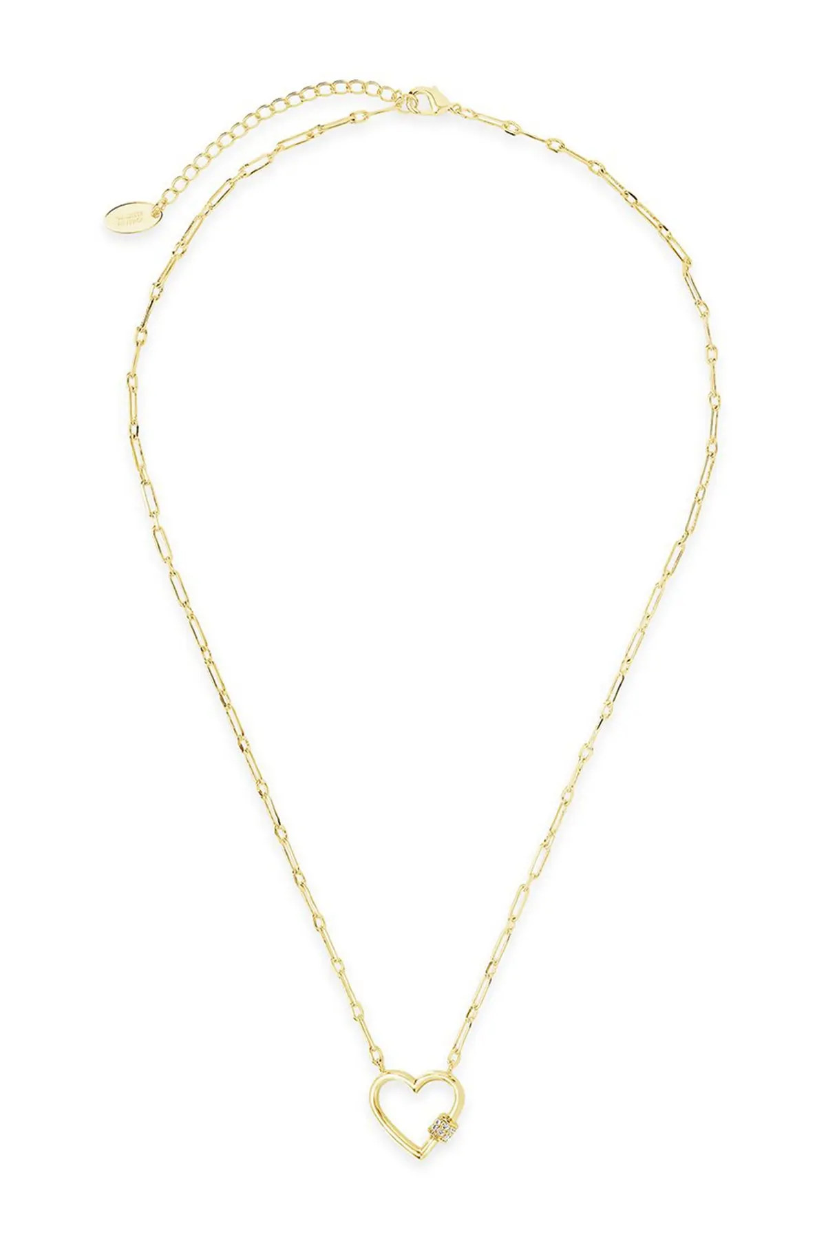 Sterling Forever 14K Gold Plated CZ Heart Carabiner Necklace at Nordstrom Rack | Nordstrom Rack