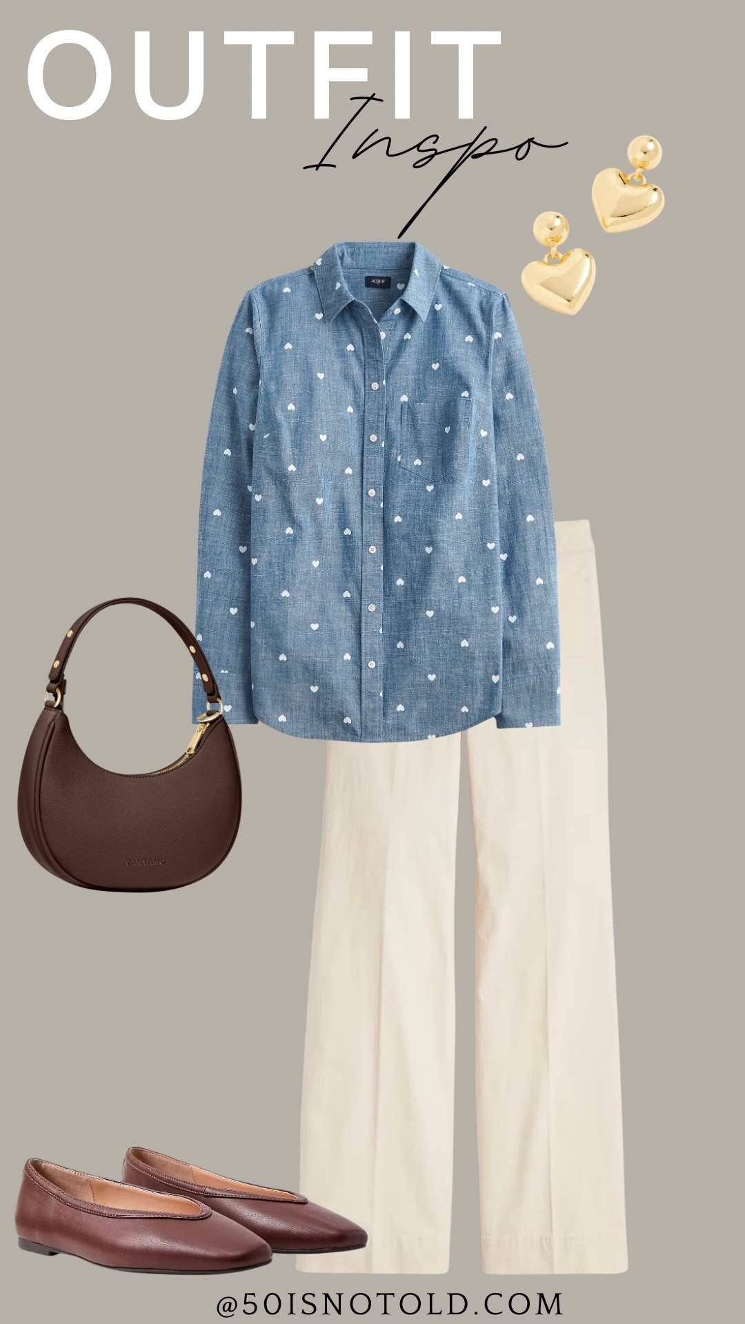 A Valentine’s Day outfit that’s perfect if you love neutrals! This heart printed button down shirt is so cute and can be styled so many ways. I decided to try it with some white jeans and brown accessories. 

#LTKWorkwear #LTKValentine #LTKootd