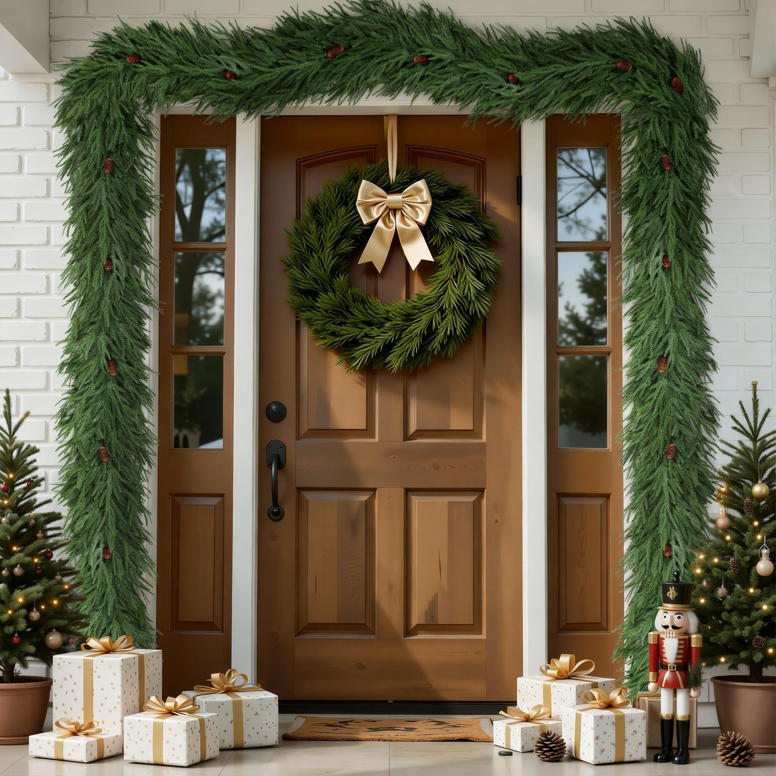 SHareconn 9FT Lush Norfolk Pine Garland Decorations, Thick Real Touch Artificial Greenery Garland... | Amazon (US)